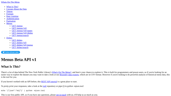 What's on the menu?'s website screenshot