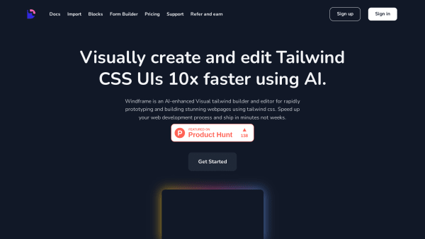 Windframe's website screenshot