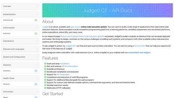 Judge0 CE's website screenshot