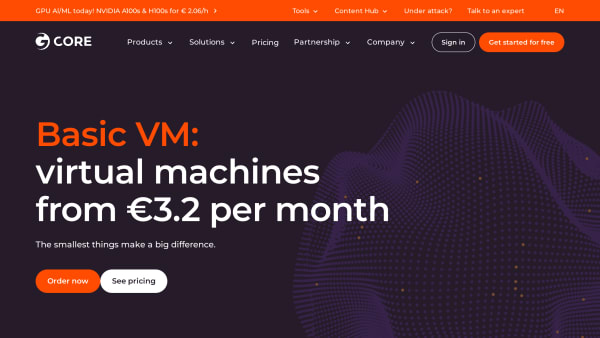 Gcore Basic's website screenshot