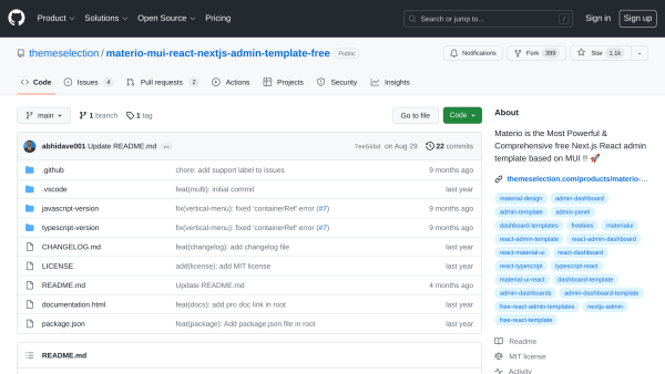 Materio Free MUI React NextJS Admin Template's website screenshot