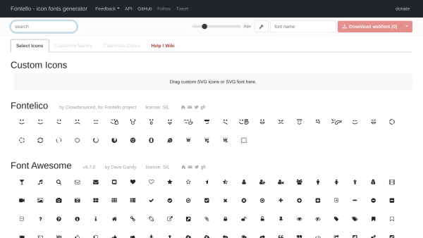 Fontello's website screenshot