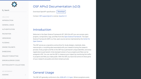 Open Science Framework's website screenshot