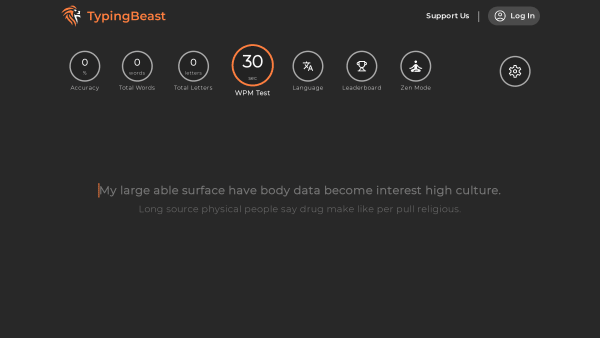 TypingBeast's website screenshot