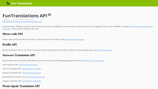 FunTranslations's website screenshot