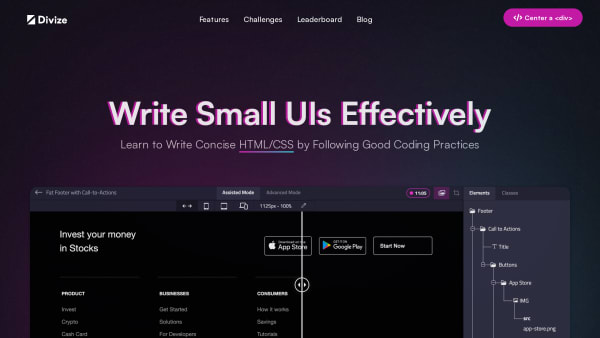 Divize's website screenshot