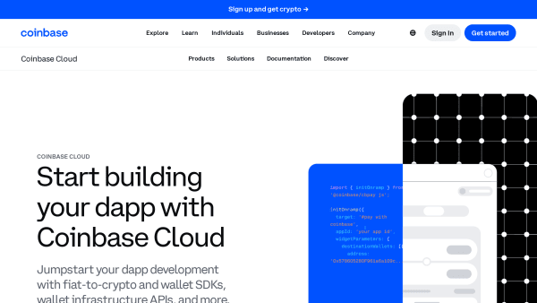 Coinbase's website screenshot