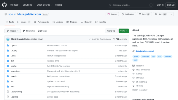 jsDelivr's website screenshot
