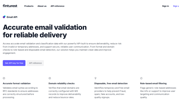 Finturest Email's website screenshot