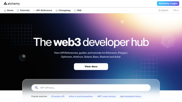 Alchemy Ethereum's website screenshot