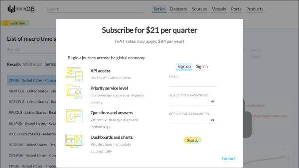Econdb's website screenshot