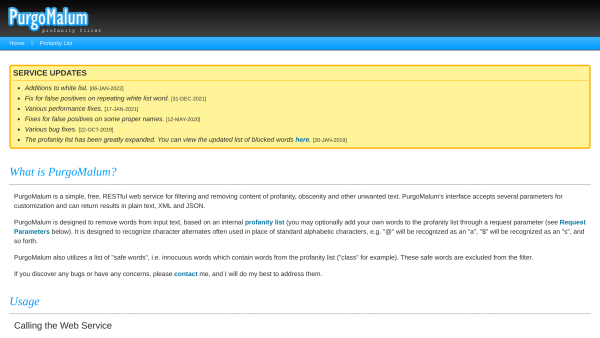 PurgoMalum's website screenshot