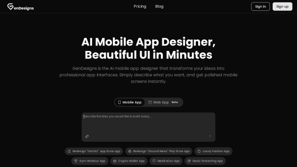 GenDesigns's website screenshot