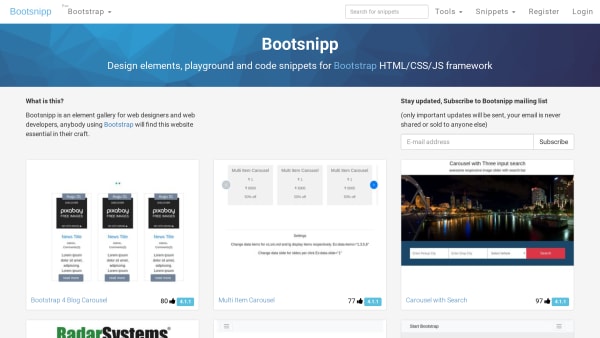 Bootsnipp's website screenshot