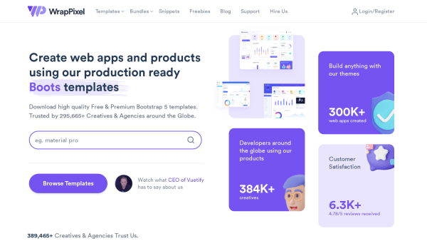 WrapPixel - Admin Provider's website screenshot