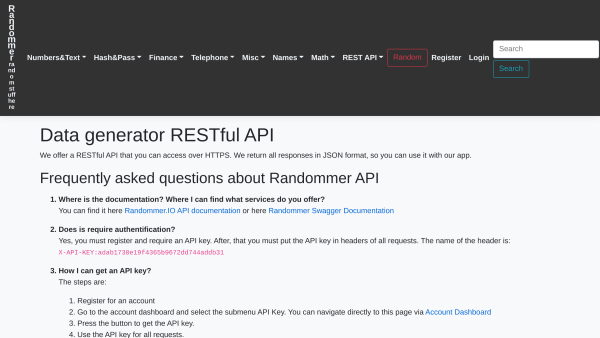 Randommer's website screenshot