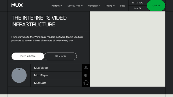 Mux's website screenshot