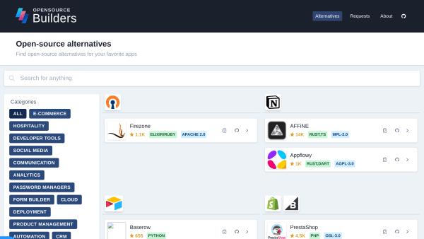 Opensource.Builders's website screenshot