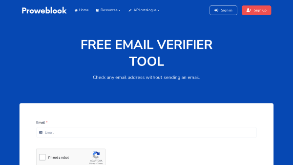 Proweblook Email Checker's website screenshot
