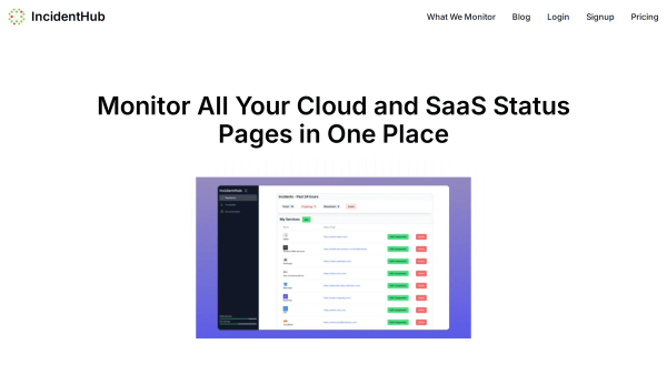 IncidentHub's website screenshot