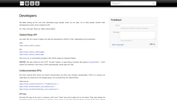 Transport for Toronto, Canada's website screenshot
