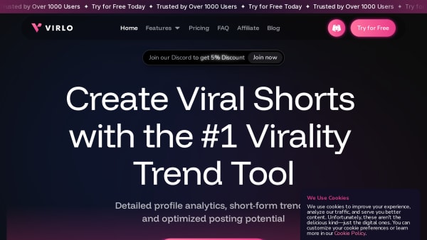 Virlo's website screenshot
