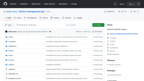 Library Management's website screenshot