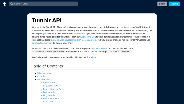 Tumblr's website screenshot