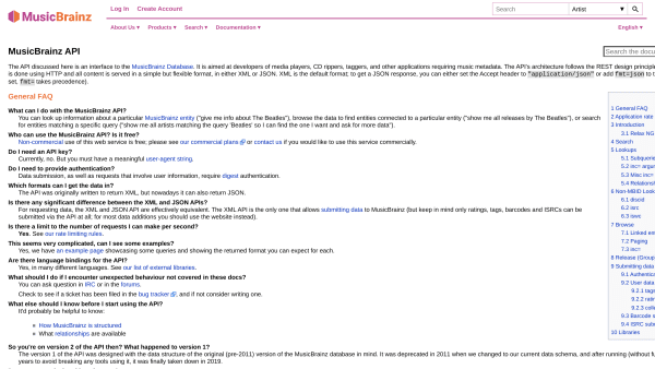 MusicBrainz's website screenshot