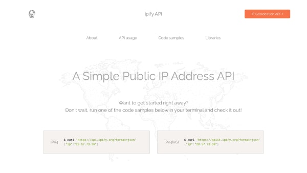IPify's website screenshot