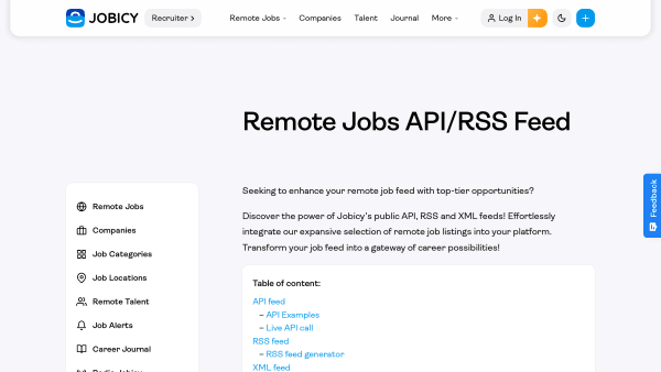Jobicy's website screenshot