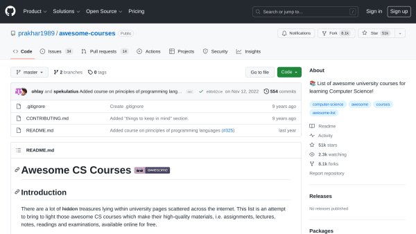 Awesome Courses's website screenshot