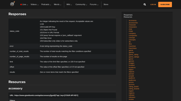 Giant Bomb's website screenshot