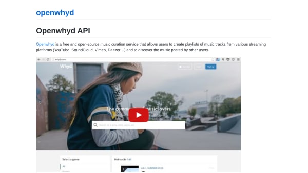 Openwhyd's website screenshot