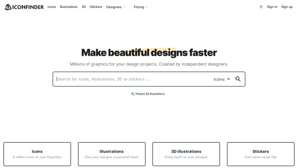 Iconfinder's website screenshot