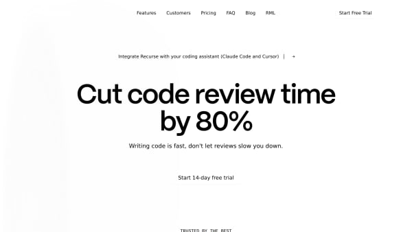 Recurse ML's website screenshot