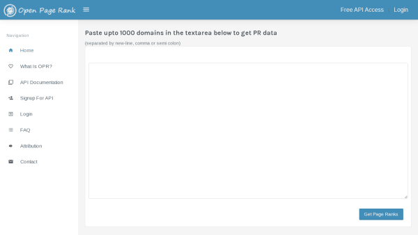 Open Page Rank's website screenshot