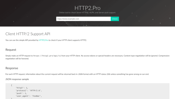 HTTP2.Pro's website screenshot