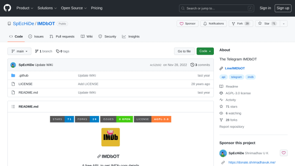IMDbOT's website screenshot