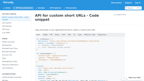 Rebrandly's website screenshot