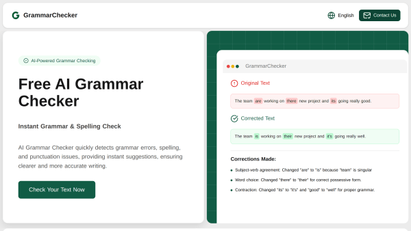 GrammarChecker's website screenshot