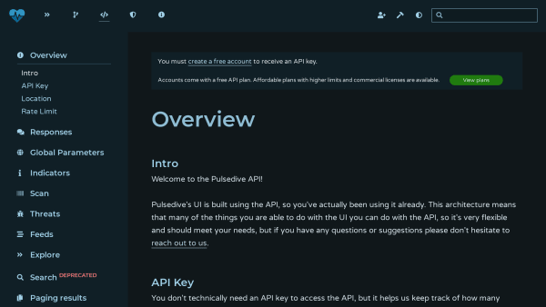 Pulsedive's website screenshot