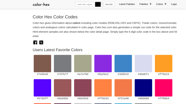 Color-hex's website screenshot