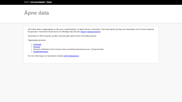 University of Oslo's website screenshot