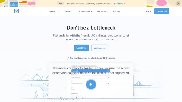 Metabase's website screenshot