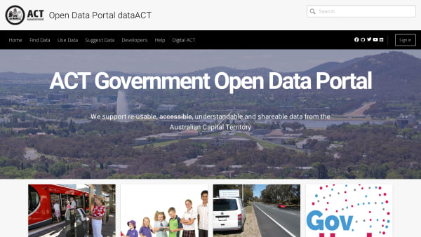 Open Government, ACT's website screenshot