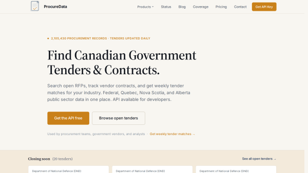 ProcureData's website screenshot