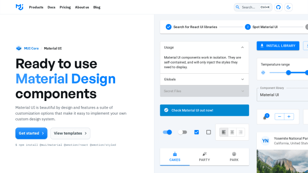 Material-UI's website screenshot