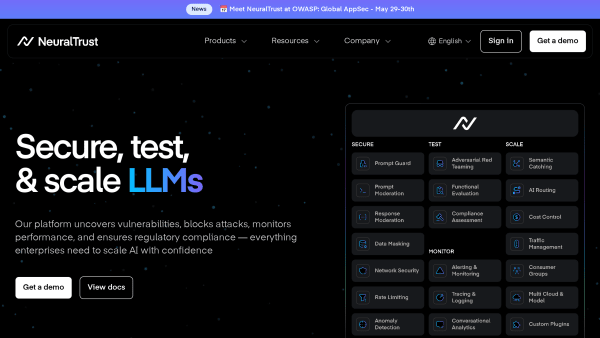 NeuralTrust's website screenshot