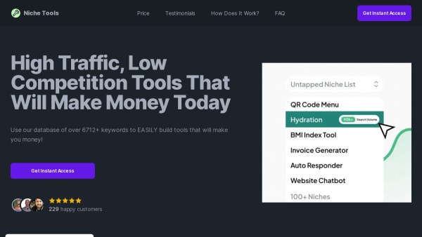 Niche Tools's website screenshot